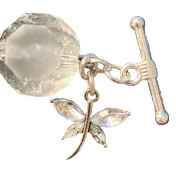 Handcrafted Crystaline Bead and Silver-Tone Chain Bracelet with Rhinestone Charm - Picture 9 of 11